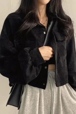 Light Academia Cropped Corduroy Jacket