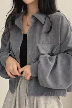 Light Academia Cropped Corduroy Jacket