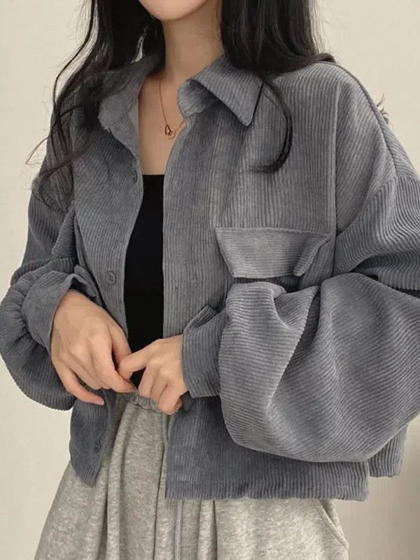 Light Academia Cropped Corduroy Jacket