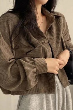 Light Academia Cropped Corduroy Jacket