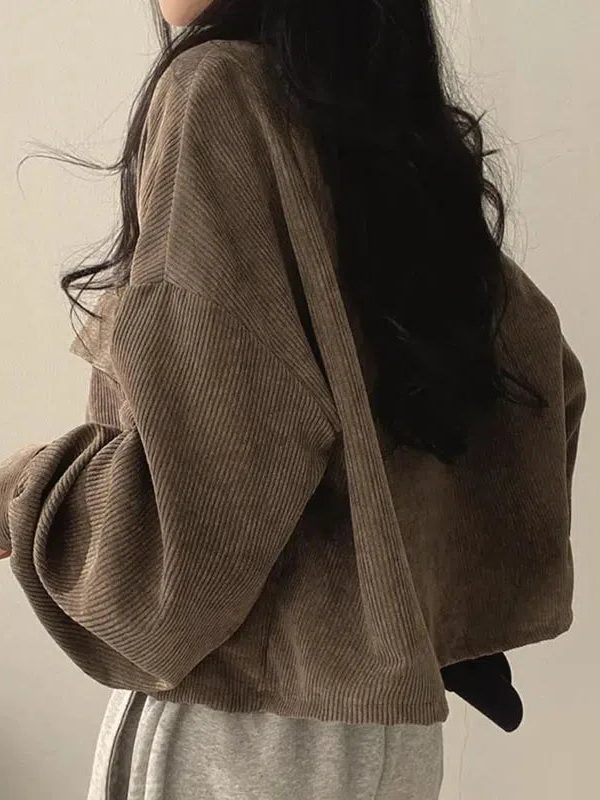 Light Academia Cropped Corduroy Jacket