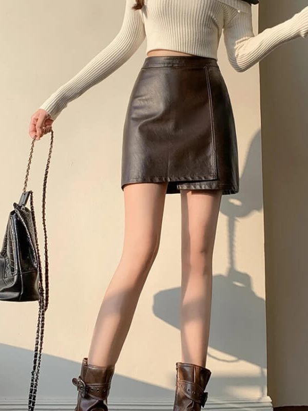 Light Academia Faux Leather Mini Skirt