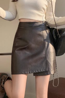 Light Academia Faux Leather Mini Skirt