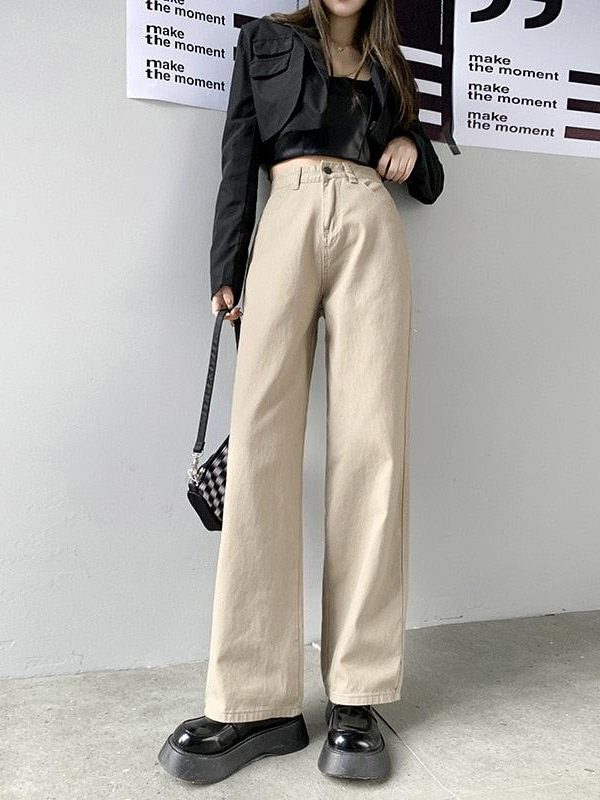 Light Academia High Waist Denim Pants
