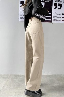 Light Academia High Waist Denim Pants