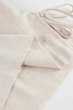 Linen Lace Up Crop Top & Pants Two Piece Set