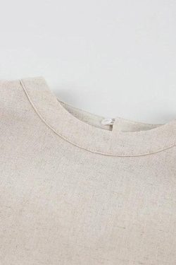 Linen Lace Up Crop Top & Pants Two Piece Set