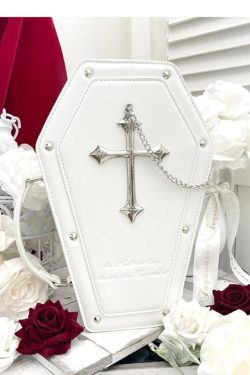 Lolita Coffin Ita Bag – Gothic Rivet Crossbody, Halloween Fashion