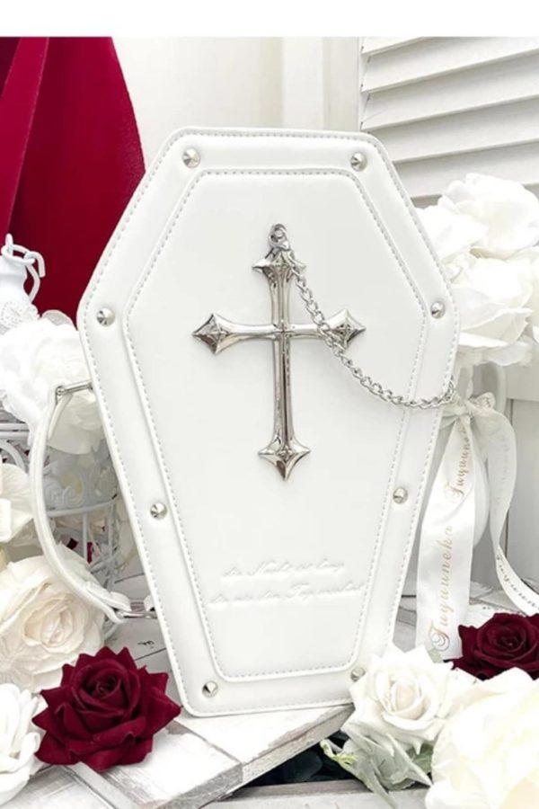 Lolita Coffin Ita Bag – Gothic Rivet Crossbody, Halloween Fashion