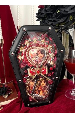Lolita Coffin Ita Bag – Gothic Rivet Crossbody, Halloween Fashion