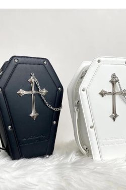 Lolita Coffin Ita Bag – Gothic Rivet Crossbody, Halloween Fashion