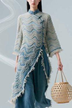 Loose Blue Striped Button Denim Shirts Bracelet Sleeve