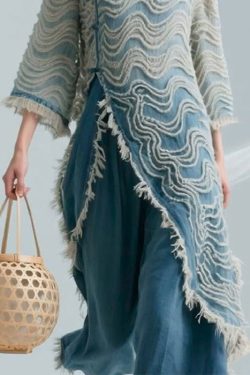 Loose Blue Striped Button Denim Shirts Bracelet Sleeve