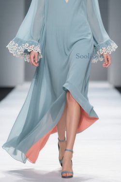 Loose Blue V Neck Solid Chiffon Maxi Dresses Flare Sleeve