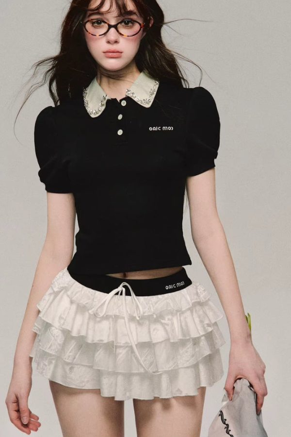 Low Rise Layered Mini Skirt