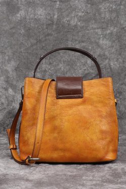 Luxy Retro  Yellow  Leather Handbag Crossbody Bag