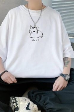 Lying Cat Drop Shoulder Tee