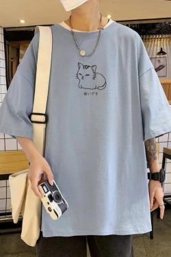 Lying Cat Drop Shoulder Tee
