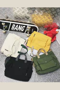 Man White Large Capacity Canvas Messenger Bag