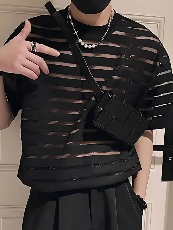Mesh Striped Sheer Top