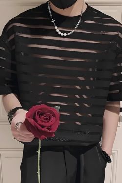 Mesh Striped Sheer Top