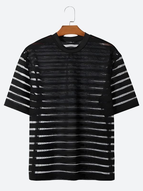 Mesh Striped Sheer Top