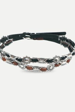 Metal Faux Leather Tiny Belt