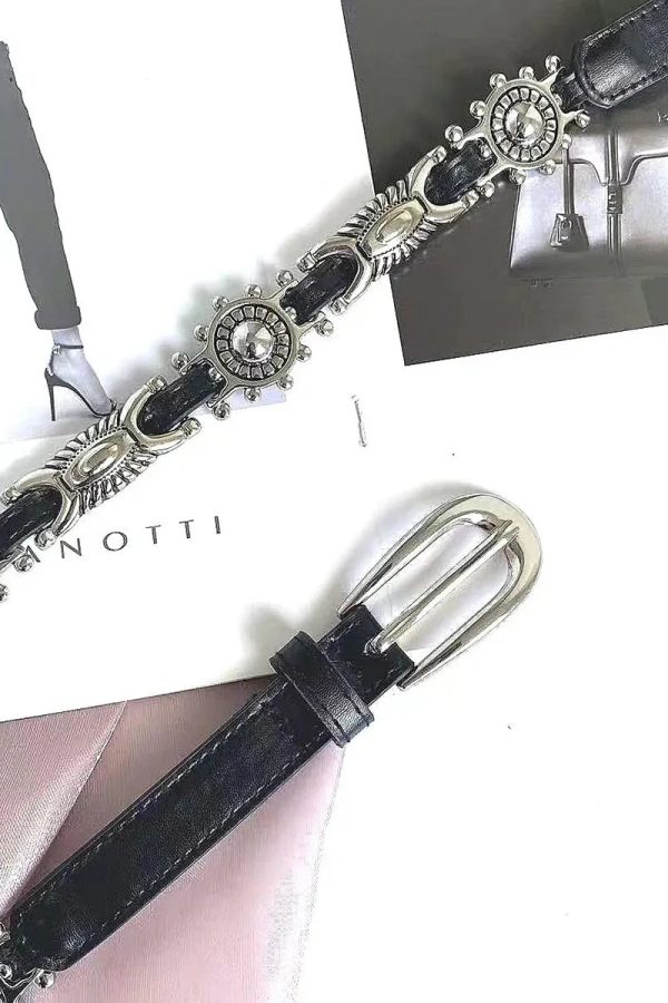 Metal Faux Leather Tiny Belt