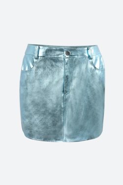 Metallic Faux Leather Mini Skirt