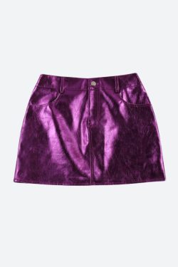 Metallic Faux Leather Mini Skirt