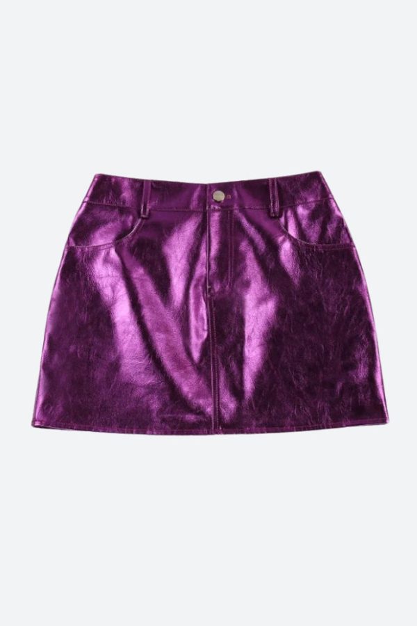 Metallic Faux Leather Mini Skirt