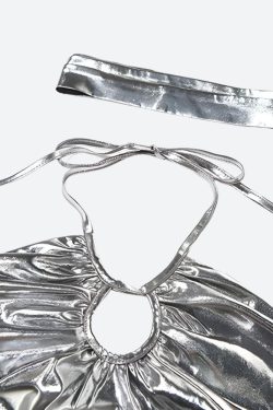 Metallic Halter Neck Top