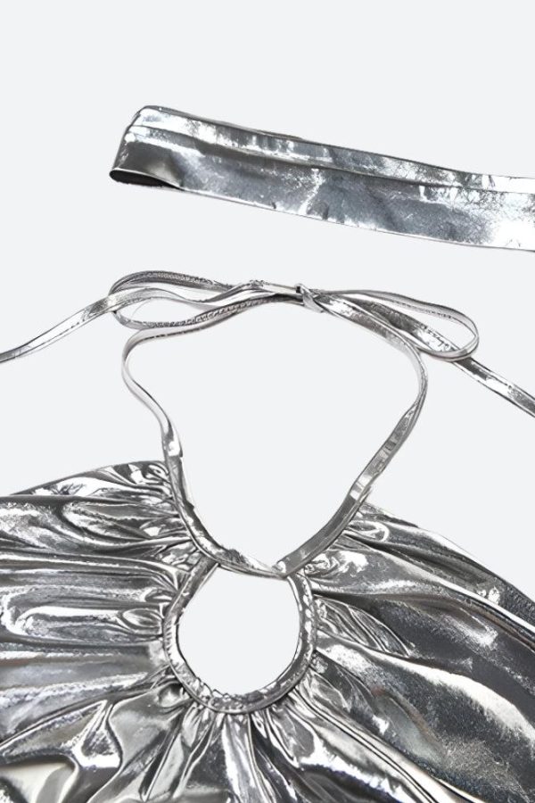 Metallic Halter Neck Top