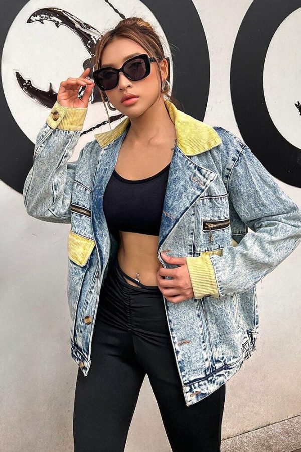 Mid Wash Patchwork Denim Jacket