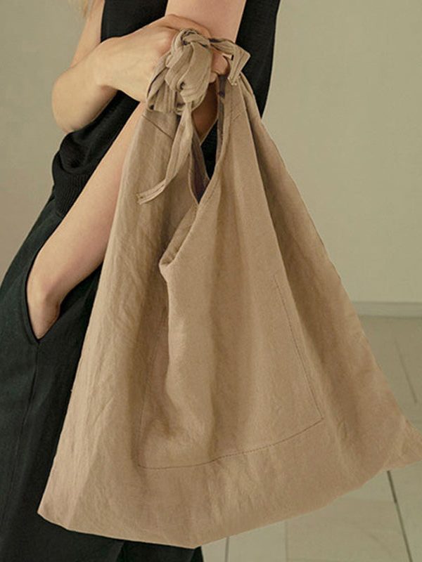 Minimalist Design Tied With Large Capacity Cotton Underarm Bag