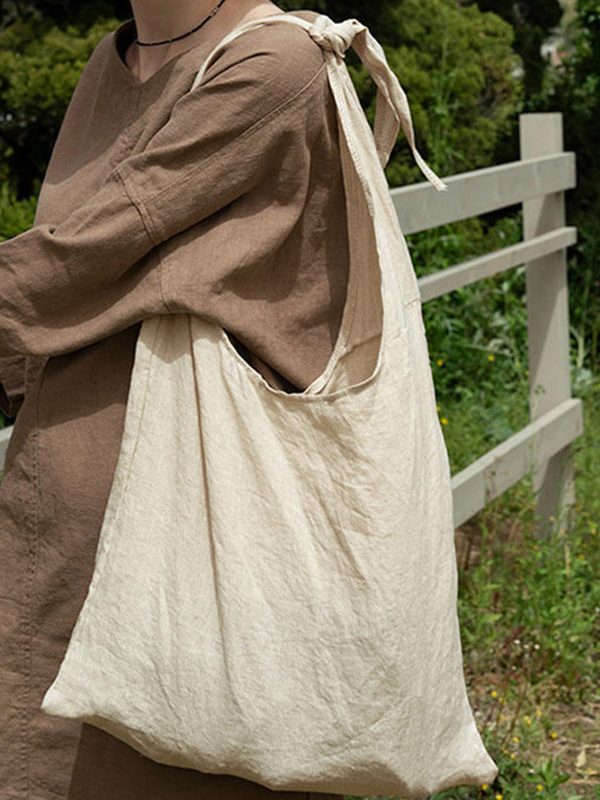 Minimalist Design Tied With Large Capacity Cotton Underarm Bag