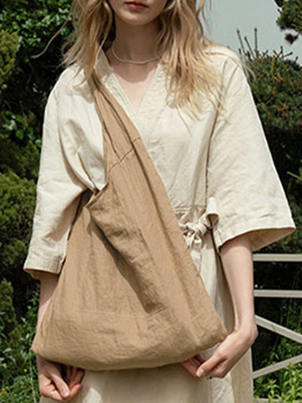 Minimalist Design Tied With Large Capacity Cotton Underarm Bag
