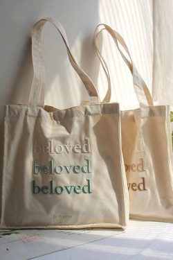 Minimalist Letter Embroidered Canvas Large Capacity Shoulder Bag