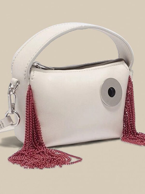 Modern Black Tasseled Faux Leather Versatile CrossBody Bag