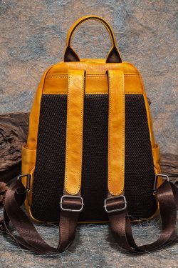 Modern Blue Print Paitings Calf Leather Backpack Bag