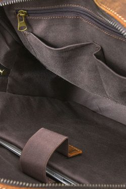 Modern Brown Calf Leather Pockets Solid Color Backpack Bag