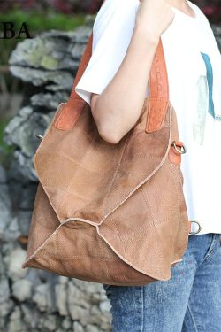 Modern Brown Calf Leather Satchel Handbag Backpack Bag