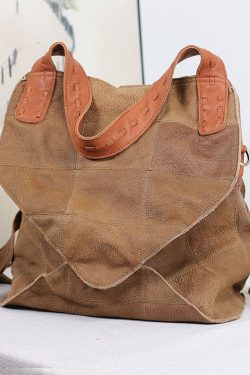 Modern Brown Calf Leather Satchel Handbag Backpack Bag