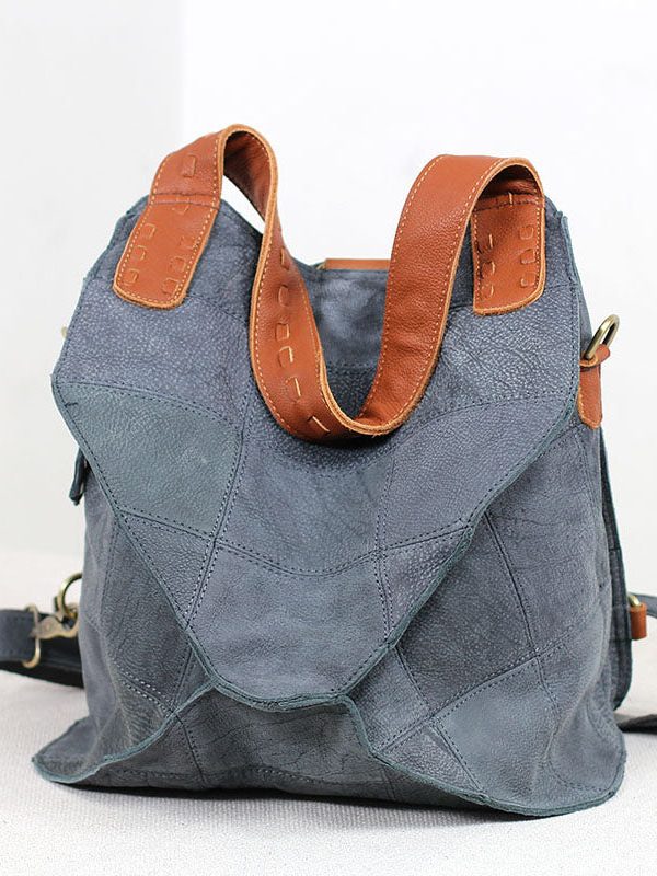 Modern Brown Calf Leather Satchel Handbag Backpack Bag