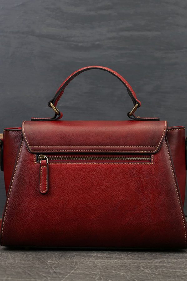 Modern Brown Jacquard Calf Leather Women's Satchel Handbag