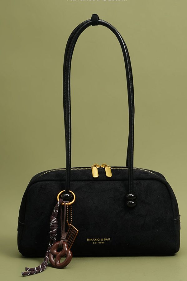 Modern Brown Pendant Decorated Faux Leather Womens Hobo Bag