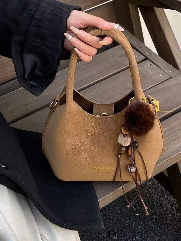 Modern Brown Solid Durable Faux Leather Mini Bag