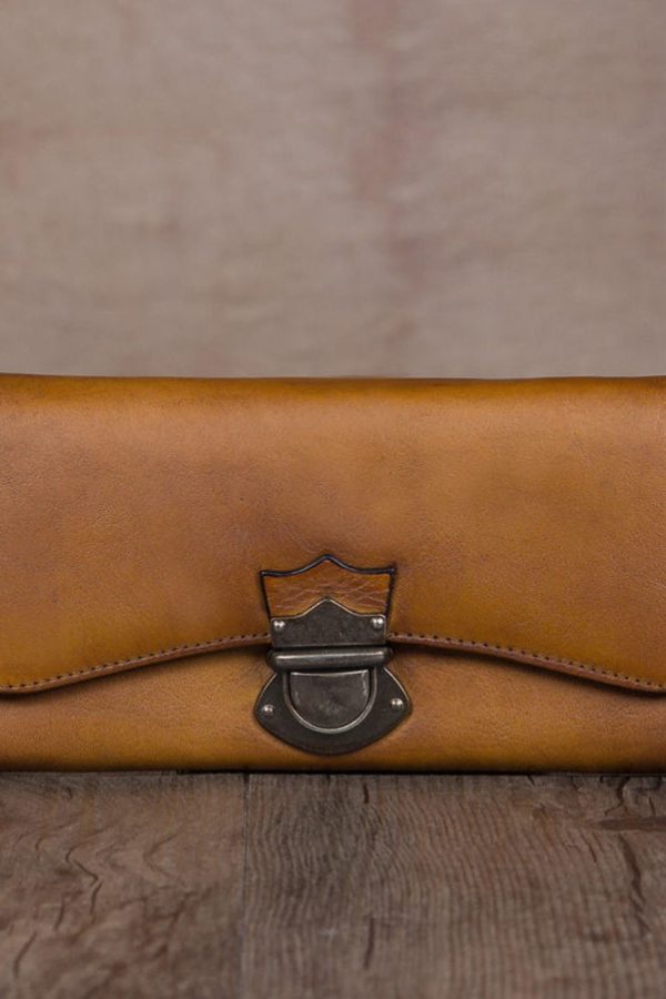 Modern Brown Solid Durable Genuine Calf Leather Wallet Purse