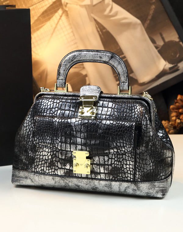 Modern Gradient Color Serpentine Durable Faux Leather Tote Handbag