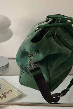 Modern Grass Green Large Capacity Patchwork Suede Tote Handbag